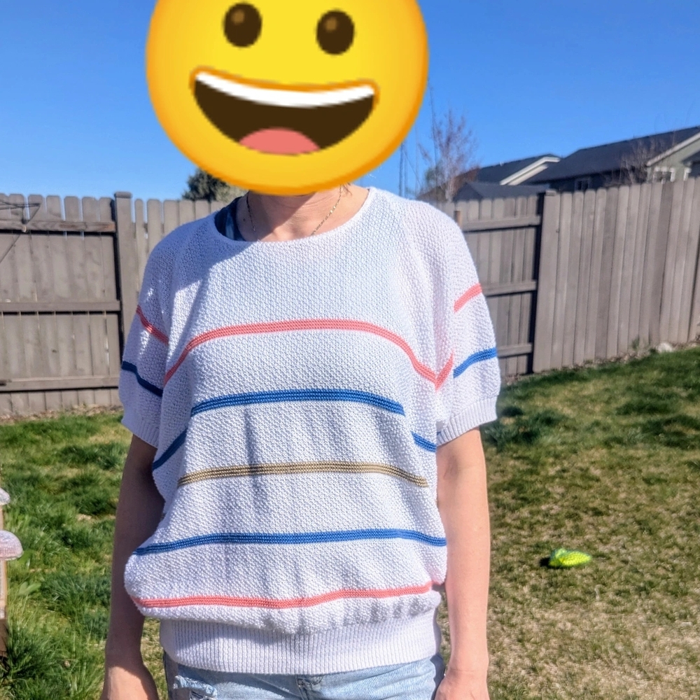 Striped Short Sleeve Sweater